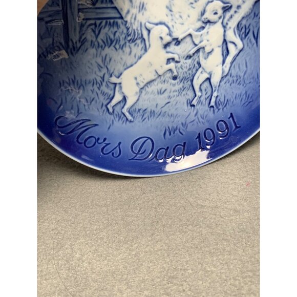 Bing & Grondahl Copenhagen Mors Dag 1991 Mothers Day Plate with Goat & Kids Desi - Picture 3 of 9